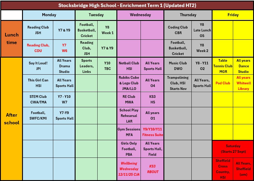 Girls football has changed to Thursday after school*